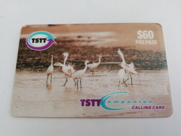 TRINIDAD & TOBAGO    $60,-  NO T&T-P4  TSTT  DANCING EGRETS    **9551** - Trinidad En Tobago