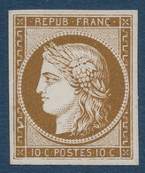 France Essai Ceres 10c Bistre Brun Fonçé Sur Papier Carton Blanc TTB - Otros & Sin Clasificación