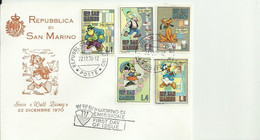 Repubblica Di San Marino  Uitgave 22 DICEMBRE 1970  Met Eerste Dag Stempel  Serie  "walt Disney" - Lettres & Documents