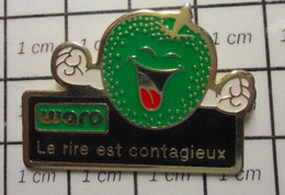 1515c Pin's Pins / Beau Et Rare / THEME : ALIMENTATION / POMME VERTE WARO LE RIRE EST CONTAGIEUX - Alimentation