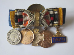 Rare! Prussia Ribbon Bars With 5 Mini Military Medals/Barrettes Prusse Avec 5 Mini Medailles Militaires Size=14-16 Mm - Germany