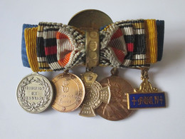 Rare! Prussia Ribbon Bars With 5 Mini Military Medals/Barrettes Prusse Avec 5 Mini Medailles Militaires Size=14-16 Mm - Deutsches Reich