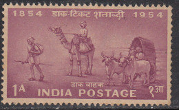 India MNH 1954, 1a Centenary, Postal Transport, Philately, Postal History, Camel. Bullock Cart, Cow, Animal, Runner, - Unused Stamps