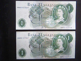 United Kingdom 1970 - 1977: 2 X 1 Pound Consecutive - 1 Pound