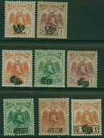 ALBANIA 1920-2 Eight Stamps Showing All Three Types Of Overprint Mounted Mint - Albanien
