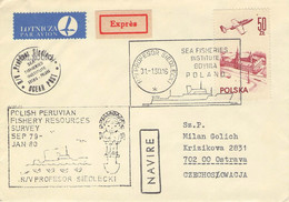 POLAND - AIR MAIL EXPRÉS 1980 > OSTRAVA / CZ / ZL224 - Lettres & Documents