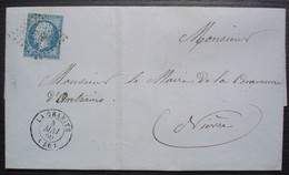 La Charité (Nièvre) 1860 Cachet De La Mairie Au Revers D'une Lettre Pour Le Maire D'Entrains - 1849-1876: Classic Period