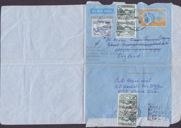 Pakistan Uprated Postal Stationery Ganzsache Aerogramme EXPERIMENTAL P.O. 1974 LEEDS England REadressed DONCASTER - Pakistan