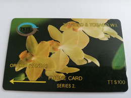 TRINIDAD & TOBAGO  GPT CARD    $100,-  5CCTD  ORCHID VANDA        Fine Used Card        ** 9591** - Trinidad En Tobago