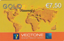 FRANCE - World Map, Gold, Vectone Prepaid Card 7.50 Euro, Exp.date 25/12/03, Used - Prepaid Cards: Other