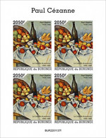 Burundi 2022, Art, Cezanne II, Fruit, 4val In BF IMPERFORATED - Unused Stamps