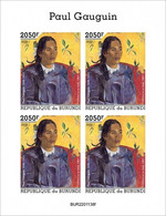 Burundi 2022, Art, Gauguin, 4val In BF IMPERFORATED - Nuevos