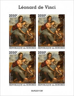 Burundi 2022, Art, Leonardo III, 4val In BF IMPERFORATED - Unused Stamps
