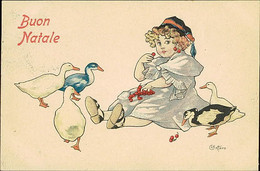 BOTTARO SIGNED 1910s POSTCARD - GIRL & DUCKS - N.3046/4 (3467) - Bottaro