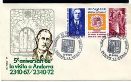 1972 Andorre Y&T N° 245/6 Triptyque FDC Premier Jour - Cartas & Documentos