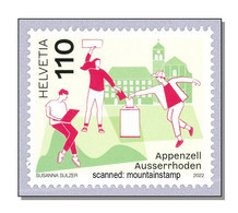 Switzerland 2022 (B22) Landsgemeinde Platz Politics Trogen AR, Single Stamp From Series Canton Of Switzerland MNH ** - Ungebraucht