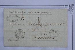 AN17 CHILE CHILI  BELLE LETTRE RARE  1863 VALPARAISO POUR BORDEAUX VIA PANAMA ++++++ VOIE GB  ++AFFRANCH. PLAISANT - Cile