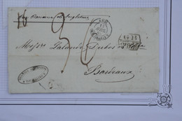 AN17 CHILE CHILI  BELLE LETTRE RARE  1863 VALPARAISO A BORDEAUX VIA PANAMA ++TAXE  36++ VOIE GB  LONDON++AFFR. PLAISANT - Chile