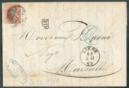 N°16 - Médaillon 40 Centimes Carmin-rose Obl. P.73 Sur Lettre De LIEGE (exp. Agent En Douane EMILE MARCHOT )  TB  - 1933 - 1863-1864 Medallions (13/16)