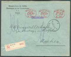 CANTON De L'EST - Enveloppe Manufactures De Câbles Electriques Et De Caoutchoucs  Sc EUPEN  13-8-1930, Affr. Méc. 60c./B - Altri & Non Classificati