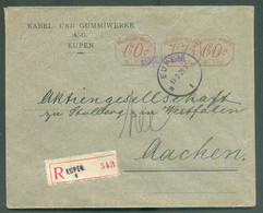 CANTON De L'EST - Enveloppe KABEL Und GUMMIWERKE Sc EUPEN 1 Le  11-9-1929, Affr. Méc. 60c./B.230 (x2) + 1Fr.75.B.230 En - Autres & Non Classés