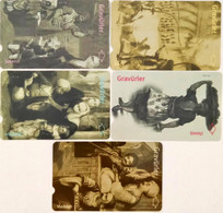 Turkıye Phonecards  Turk Telekom  5 Pcs Different  Gravures Full Set 30-60 Units   Used Magnetic Card - Collections