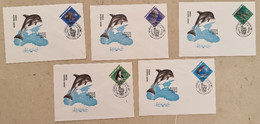 RUSSIE Mammiferes Marins, Faune Marine, Dauphin Yvert N° 5818/22,  FDC,  5 Enveloppes 1 Er Jour  1991 - Other & Unclassified
