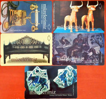 Turkıye Phonecards Turk Telekom 5 Pcs Different  Our Museums FullSet 30-60 Units Used Magnetic Card - Collections