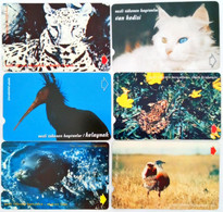 Turkıye Phonecards Turk Telekom 6 Pcs Different  Endangered Animals 30-60-100 Units Used Magnetic Card - Collections