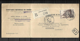 France Lettre Recommandée  Avec AR Du   29 01   1954 De Lyon Pour Rochemaure  ( Ardèche ) - Covers & Documents