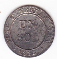 Canton De Genève. 1 Sol 1833, En Billon . KM# 120 - Monetair Systeem 1814-1838