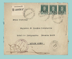1934. Enveloppe Affranchie Lettre RECOMMANDÉE De BRAGADO à BUENOS AIRES, ARGENTINE. Timbres Surchargés M.A. - Cartas