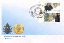 KAZAKHSTAN - 2001 -  POPE JOHN PAUL II - POSTMARK STAMP -  ENVELOPE COVER - SOUVENIR 28 - Popes