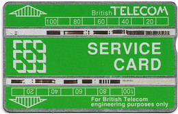UK - BT - L&G - Service Cards - Green White Thermographic Print - BTS-005 - 111K - 200Units, Used - BT Engineer BSK Ediciones De Servicio Y Test