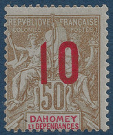 Colonies Dahomey Type Groupe N°41* 10c Sur 50c Bistre & Rouge Un Timbre Très Rare (t: 450) Signé R.CALVES & BEHR - Nuovi