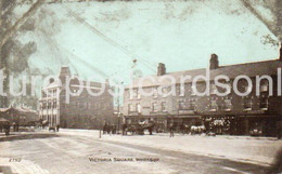 WORKSOP VICTORIA SQUARE OLD B/W TINTED SKY POSTCARD NOTTINGHAM - Andere