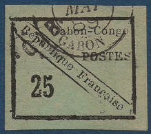 FRANCE Colonies GABON N°15 Oblitéré 25c Noir Sur Vert Un Timbre Superbe ! Signé R.CALVES, JAMET & HOTZ - Used Stamps