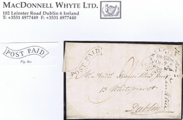 Ireland Belfast 1817 Scroll Framed POST PAID Of Belfast On Cover To Dublin With BELFAST/80 Mileage Cds - Préphilatélie