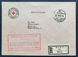 Österreich 1945, Reko Brief WIEN "Gebührenfrei" Rotes Kreuz - Selten!! - 1945-60 Briefe U. Dokumente