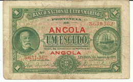 Nota 1 Escudo 01-01-1921 Angola Rare - Angola