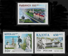 Russia 2021, History Of Russia, Regions Of Russia, Vereya, Rybinsk, Kaluga, XF MNH** - Neufs