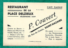 Saint-Nazaire (44) Restaurant De La Place Delzieux P. Couvert 35 Rue Du Croisic 2scans - Visitenkarten