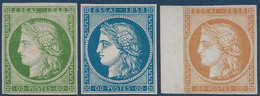 FRANCE Céres 1858 3 Essais En Bleu; Vert & Bistre Orangé Pour Nouvelles Fabrications Au Balancier Monetaire RR & TTB - Andere & Zonder Classificatie