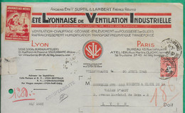 N°708 1F50 ARC DE TRIOMPHE + VIGNETTE JOURNEE DES MERES DOCUMENT VOYAGE SOCIETE LYONNAISE VENTILATION INDUSTRIELLE 1945 - 1944-45 Arc Of Triomphe