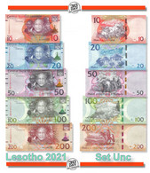 Full Set Lesotho 10-20-50-100-200 Maloti 2022 Unc Pn 21c-22d-23c-24d-25b - Lesotho