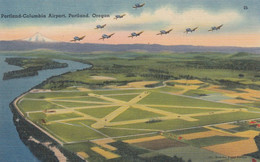 Portland Oregon, Portland Columbia Airport, Soldier's Mail Free-franking WWII C1940s Vintage Linen Postcard - Portland