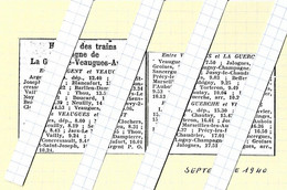 18 Cher - Horaires Trains Chemin Fer économiques - La Guerche Veaugues Argent - 1940 - Europe