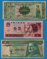 LOT BILLETS 3 BANKNOTES: GUATEMALA - CHINA - PARAGUAY - Lots & Kiloware - Banknotes