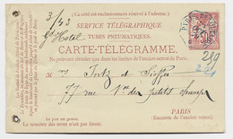 ENTIER 50C SAGE ROUGE CARTE TELEGRAMME PNEUMATIQUE C. ONDULE BLEU PARIS BD VOLTAIRE 21 OCT 1879 - Pneumatiques