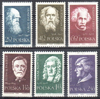 Poland 1959 - Famous Scientists -  Mi 1132-37 - MNH (**) - Unused Stamps